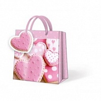 Подарочный пакет Heart cakes, 17х17х6см